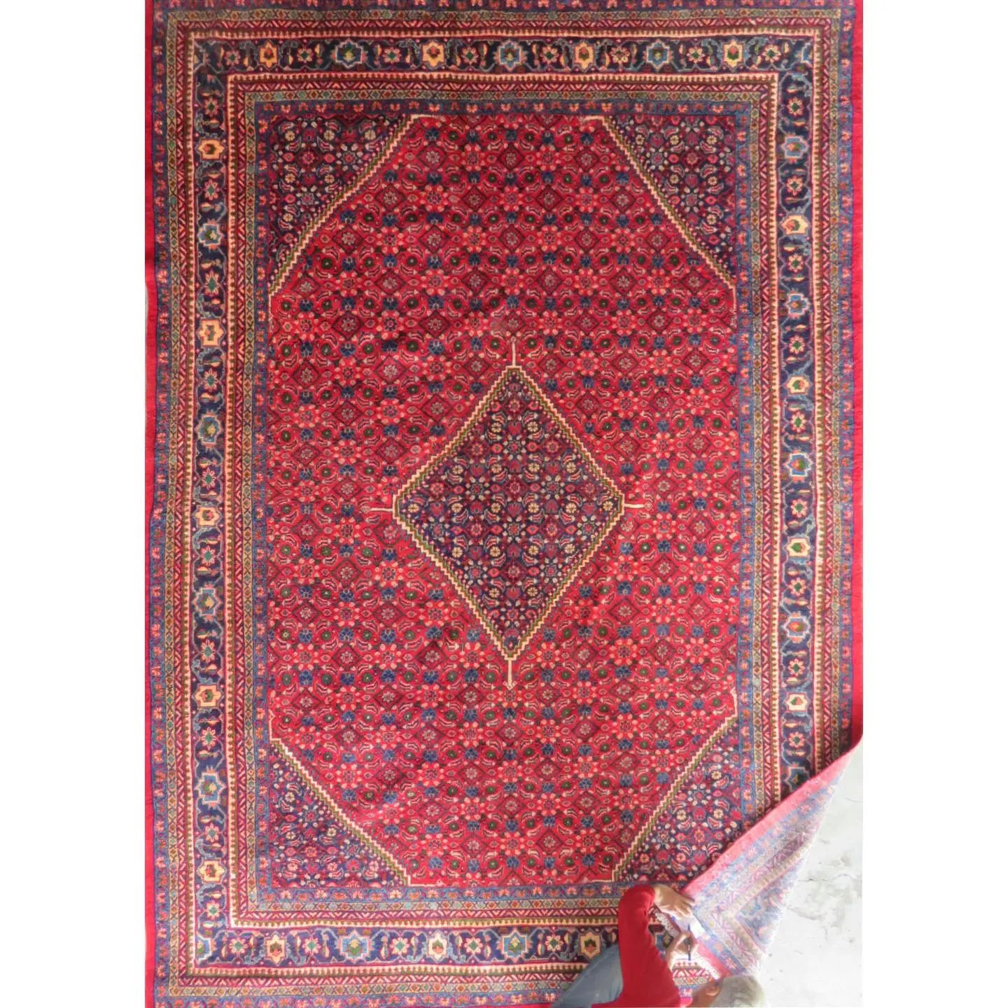 One Of The Kind Hand-Knotted Persian Wool Rug _ Luxurious Vintage Design, 13'0" x 9'1", Artisan Crafted